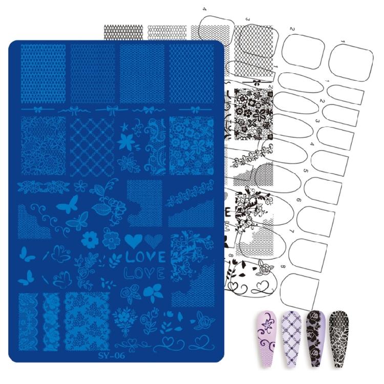 Home Manicure Nail Stamping Plate with Etched Metal Nail Art Templates, Reusable Nail Art Tool for Precise Pattern Transfer