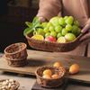 Obstteller Retro Imitation Rattan gewebt Picknick Obstkorb Obstteller Snack Lagerung Division Grid Nusskorb Lebensmittelkorb