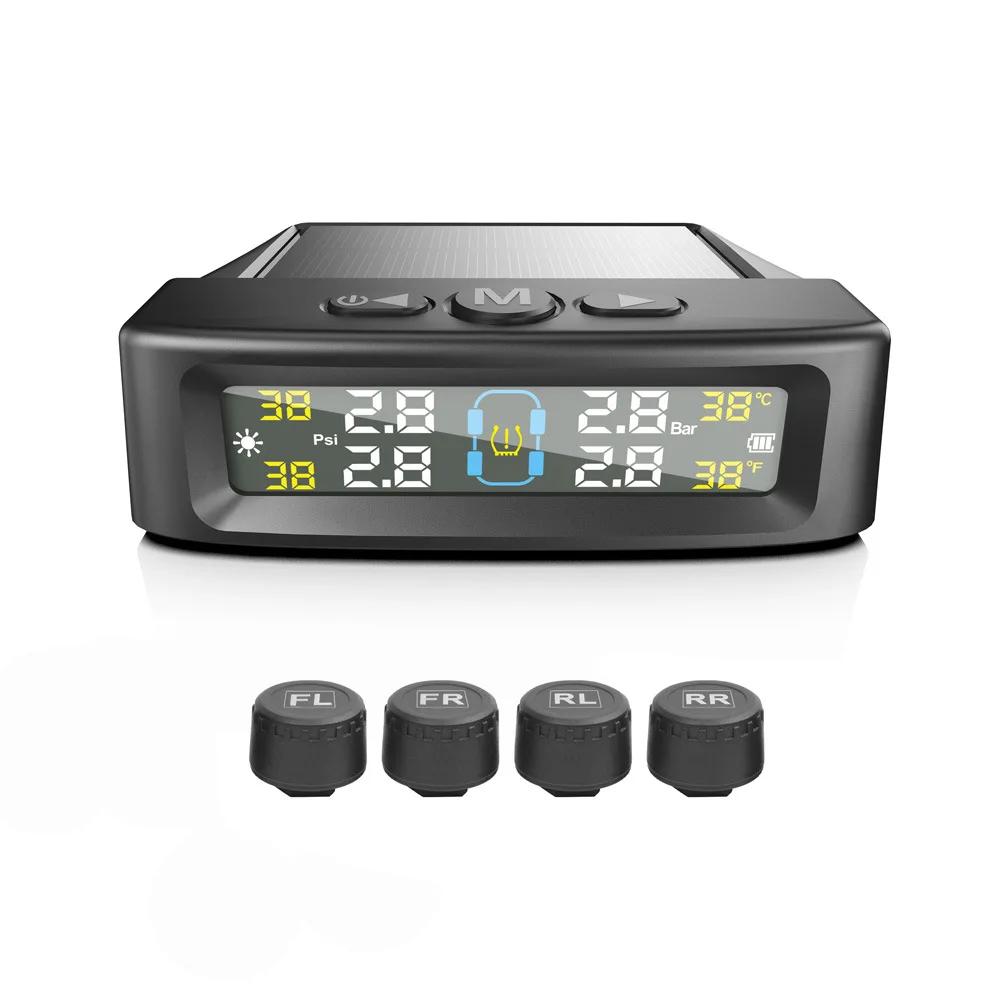 Tire Pressure Monitoring System Car Safety Alarm Wireless Solar/USB Powered 4/6 Sensors Color Digital Display For Caravan Truck