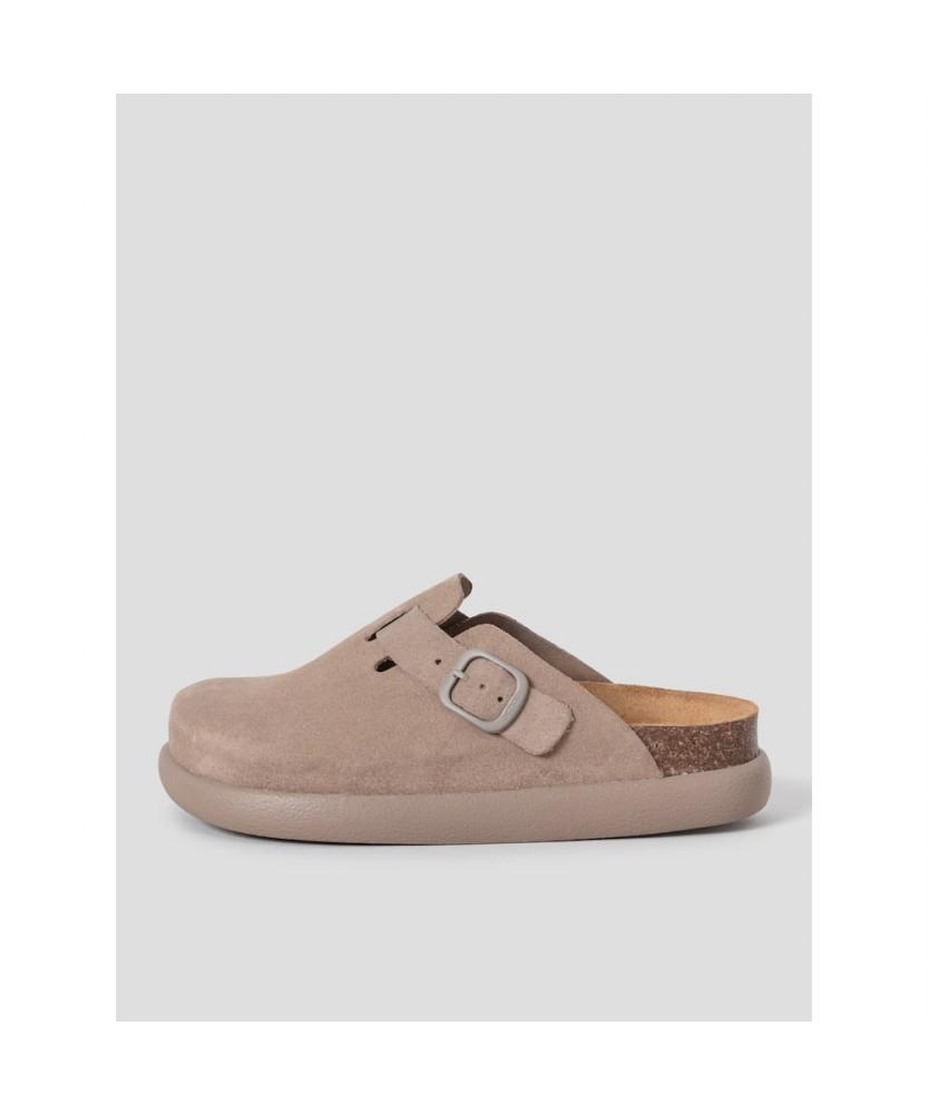 Scholl (Women) Suede Chunky Sole Cork Clog Yellowish Brown (Hh64K2C75B)
