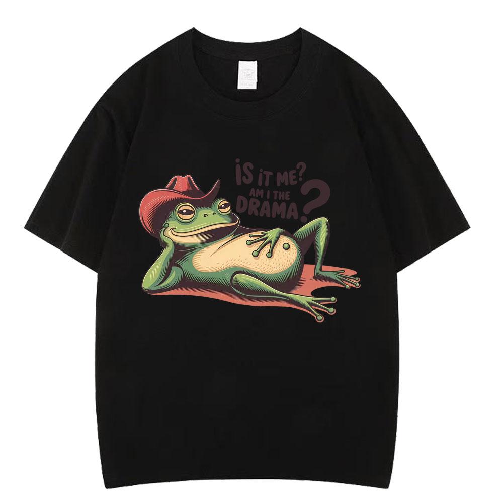 

Is It Me Am I The Drama Funny Cowboy Frog Meme Tshirt Men Women Hiphop Tshirts Shortsleeved Loose Casual Oversized Tshirts 4XL