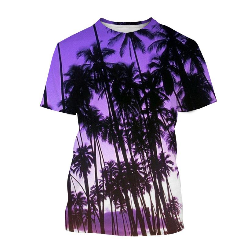 Hawaiian Style T-Shirts Palm Tree Pattern 3D Print Men Women Short Sleeve T Shirt Oversized Harajuku Y2k Tees Man Tops Clothing