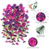 Artificial Hanging Flowers Plants Faux Silk Purple Morning Glory Long Vines UV Resistant Realistic for Garden Balcony Decor