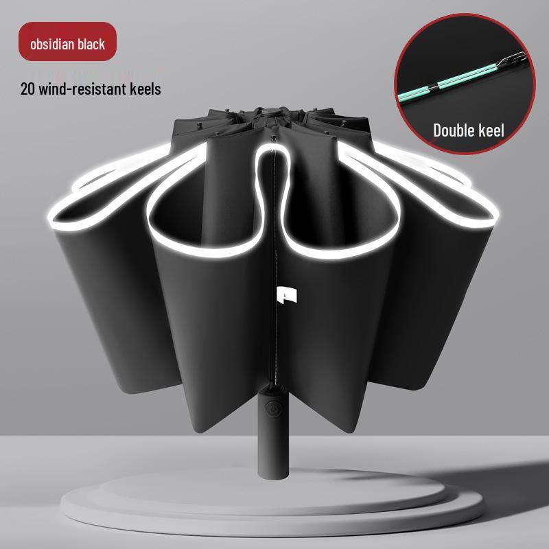 Dual-Purpose Automatic Folding UV Umbrella with 20 Ribs - Reinforced Black Glue for Sun and Rain Protection