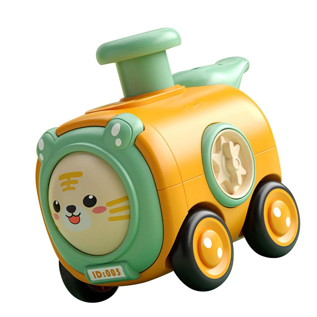 Inertia Train Toy Press Face Changing with Whistle Cartoon Crash Resistant Interaction Toy Train