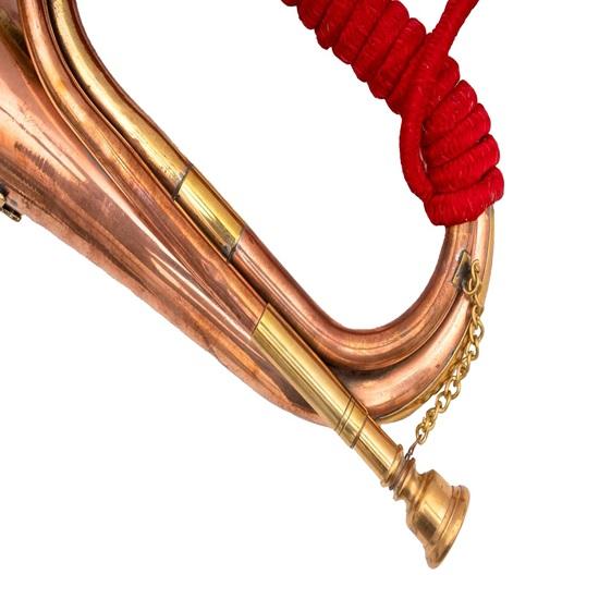 26.924 Cm Brass and Copper Blowing Bugle Signal Horn Classic Military-Style Bugle with Elegant Rope Binding Ideal for Ceremonies Parades Collectors