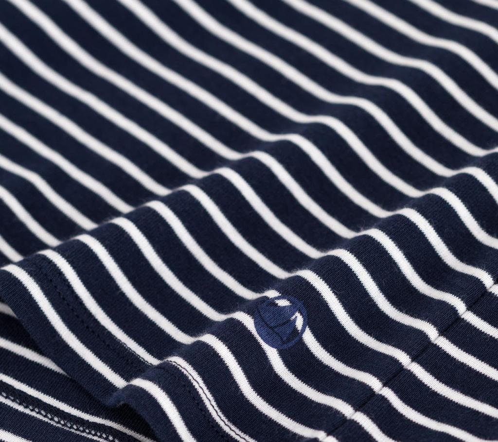 Petit Bateau Mini Long Sleeve A0D46 M Marinière T-Shirt Navy/Off-White