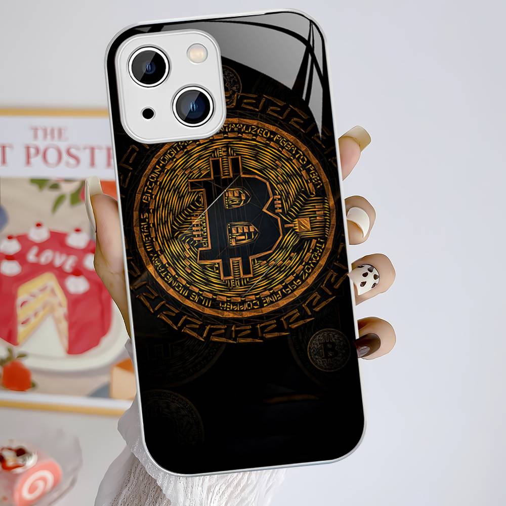 B-Bitcoin For IPhone 14 13 12 Mini 11 Pro XS Max X XR 14 Plus Tempered Glass Cover
