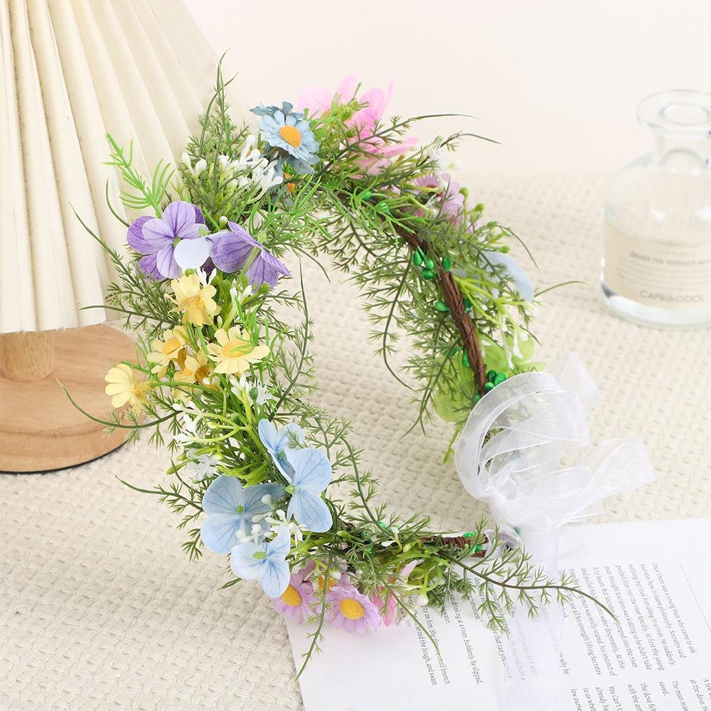 Artificial Bridal Flower Headband Pink Bridal Hair Accessory New Floral Hair Hoop Bridal Ceremony