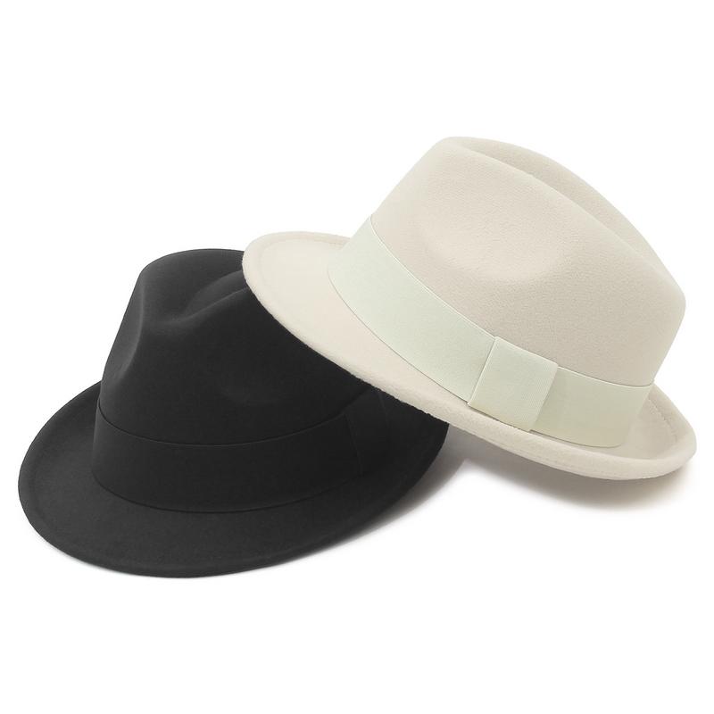 Freedom Outdoors Women's Black Gemvie Classic Short Brim Trilby Hats With Band For Men Panama Hat Party Church Fedoras 56-58Cm