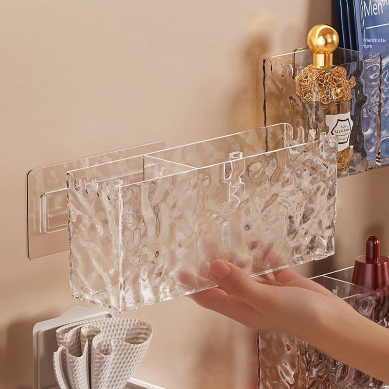 1Pcs Suction Cup Storage Box Bathroom Non Perforated Wall Mounted Organizing And Storage Box Transparent