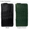 FashionBerry Green Crocodile Long Wallet for Men and Women, Made from a Single Piece of Genuine Alligator Leather, Features a Zipper-Through Closure,