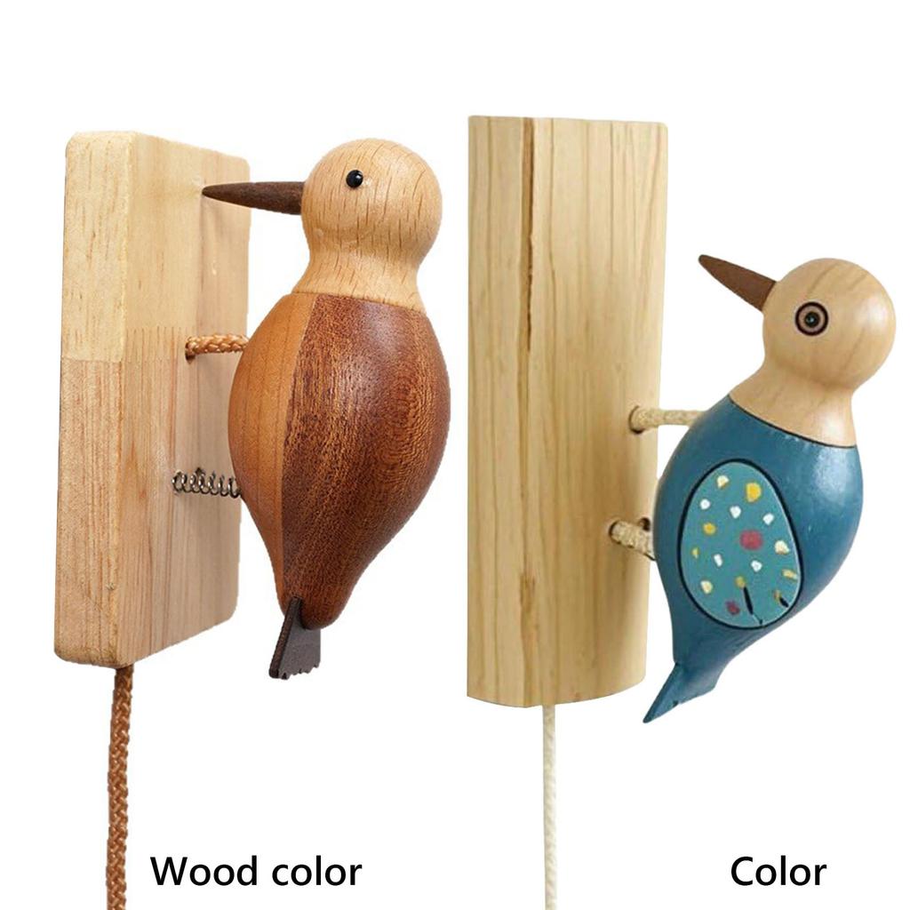 Niedliche Specht-Türklingel mit Zugband, Liebliche Vogel-Türklingel, Handgefertigtes Holz-Klangspiel in Vogelform für Zuhause, Schule, Anwesen