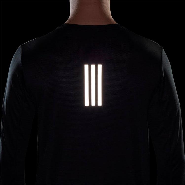 Adidas მყარი ფერის ლოგოს ამობეჭდვა ამრეკლავი თხელი მორგებული გრძელმკლავიანი მამაკაცის მაისური შავი H58590