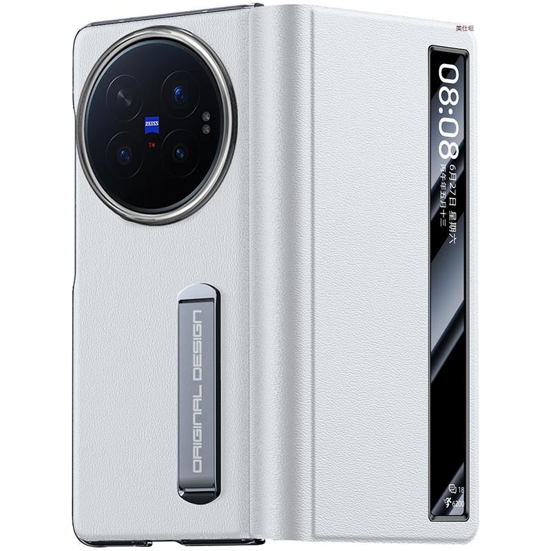 Vivo X Fold6 Genuine Leather Flip Case With Stand Smart Window Shockproof Protector