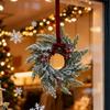 Simulated Pine Needles Red Berries Christmas Wreath Venue Layout Props Cabinet Windows Door Hanging Decorations