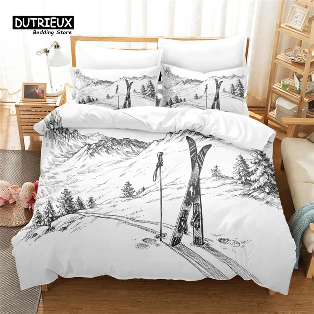 Einfaches Cartoon-Muster Bettbezug-Set, Kunst Bettwäsche-Set, Weicher Bequemer Atmungsaktiver Bettbezug, Für Schlafzimmer Gästezimmer Deko
