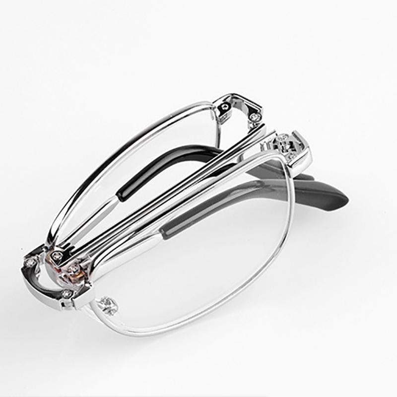 Men Business Reading Glasses Portable Metal Foldable Presbyopia Glasses Eyewear With Case Unisex Anti Blue Light +1.0 To+4.0