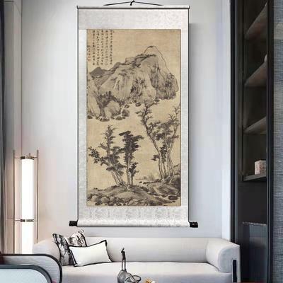 Antique Landscape Painting Hanging Scroll Traditional Chinese Painting Scroll Living Room Study Decorative Hanging Scroll