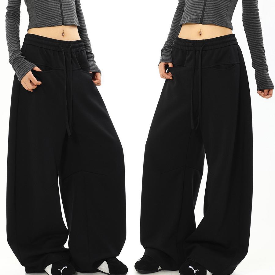 Vintage Retro Women's Wide Leg Pants Casual Trousers Spring/Autumn Loose Drop Straight Leg Sporty Pants