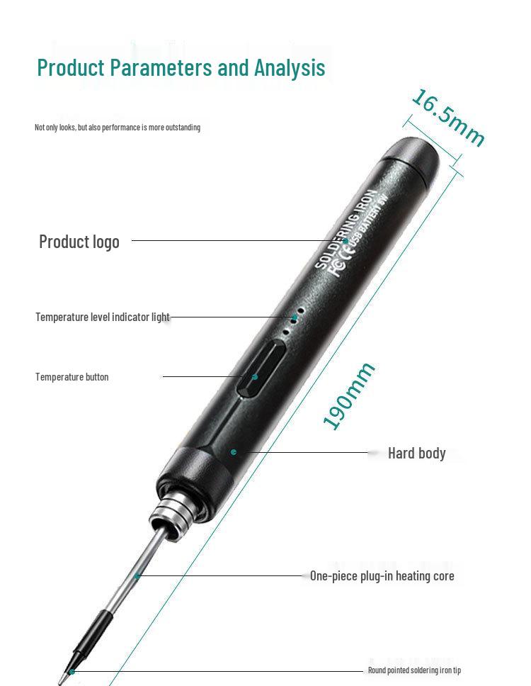 USB Rechargeable 800mAh Electric Soldering Iron with C210 Tip - Quick Heating Tool Set