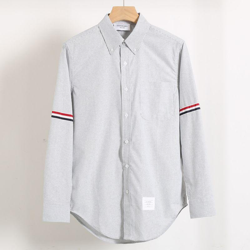 White Shirt for Men and Couples, Spring and Summer Pure Cotton Oxford Fabric, Business Casual Four-Stripe Tape, Plus-Size Long-Sleeve Shirt for Women