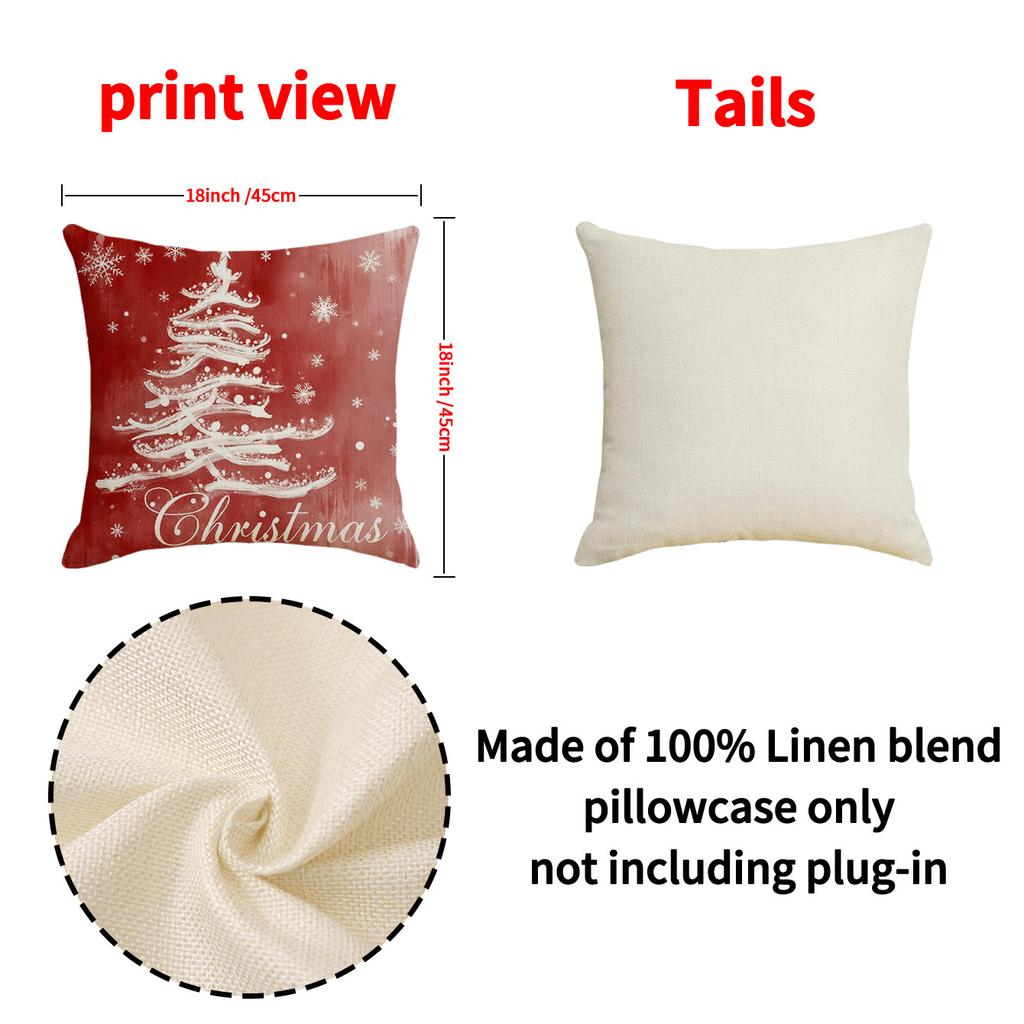 Hand-painted New Christmas Pillow Cover Linen Printed Snowman Cushion Simple Versatile Home Decoration Combination Pillow Cover