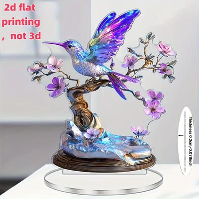 2D Flat Crystal Canary Decoration, Garden-inspired Bird Ornament, Home and Office Tabletop Decoration, for Coffee Shops, Birthdays, Christmas Gifts