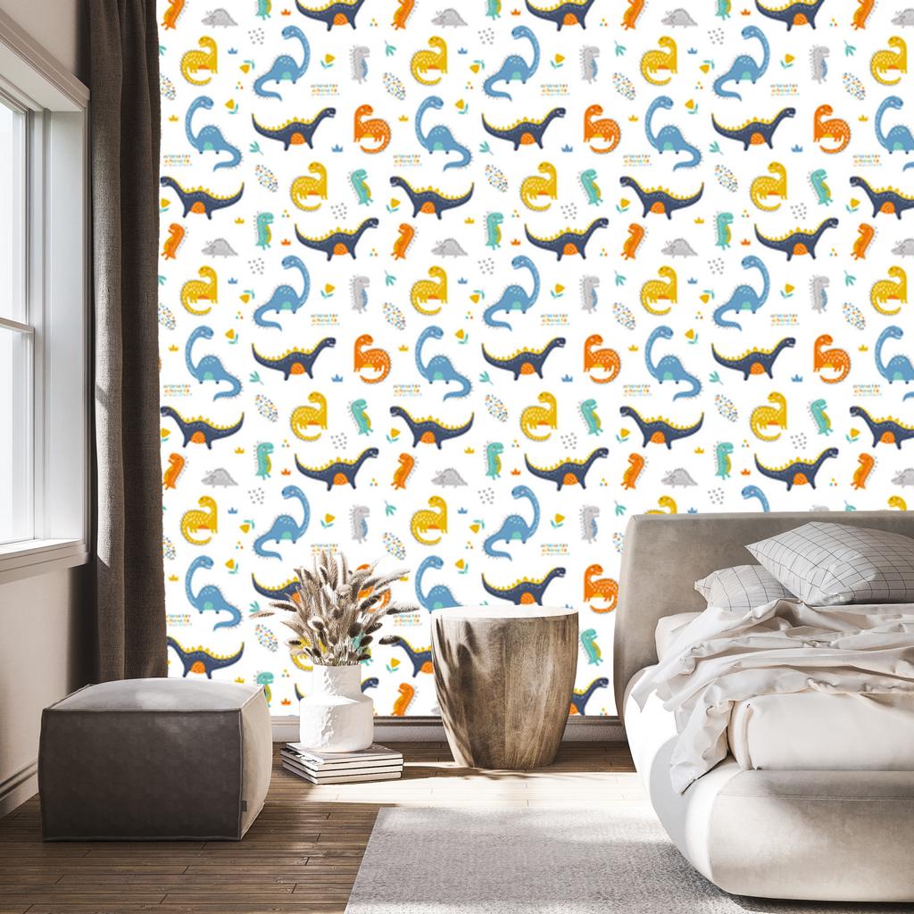 Dinosaurs Flowers Wallpaper for Living Room and Bedroom 50x1000