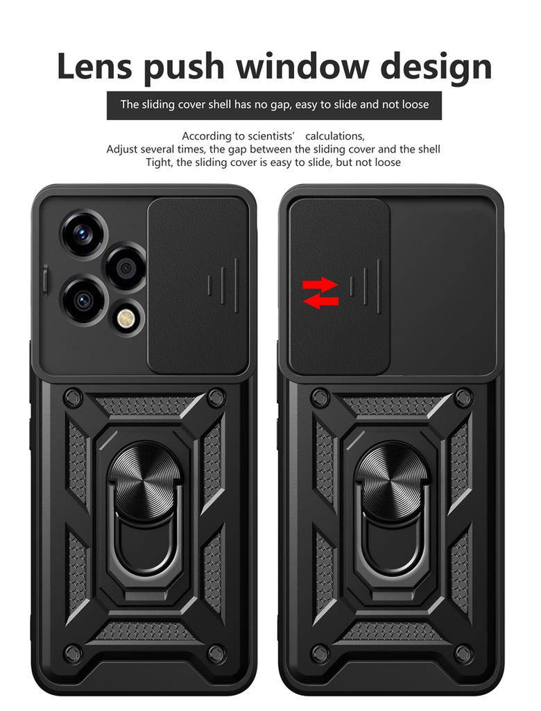 Armor Funda For Honor 200Lite Case Shockproof Armor Slide Camera Protect Phone Case For Honor 200 Lite 5G Ring Stand Back Cover
