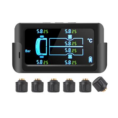 Auto LKW TPMS Auto Drahtloses Reifendrucküberwachungssystem mit 6 externen Sensoren, austauschbarer Batterie, LCD-Display