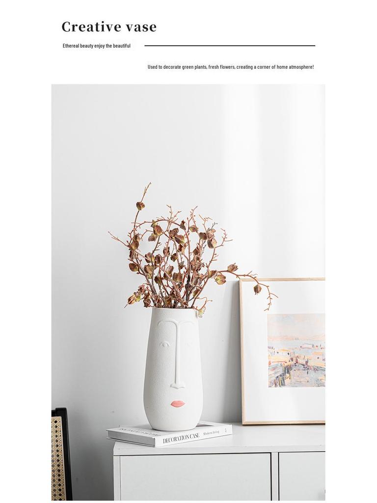 Large Caliber Simple Ceramic Vase – Creative Human Face Design