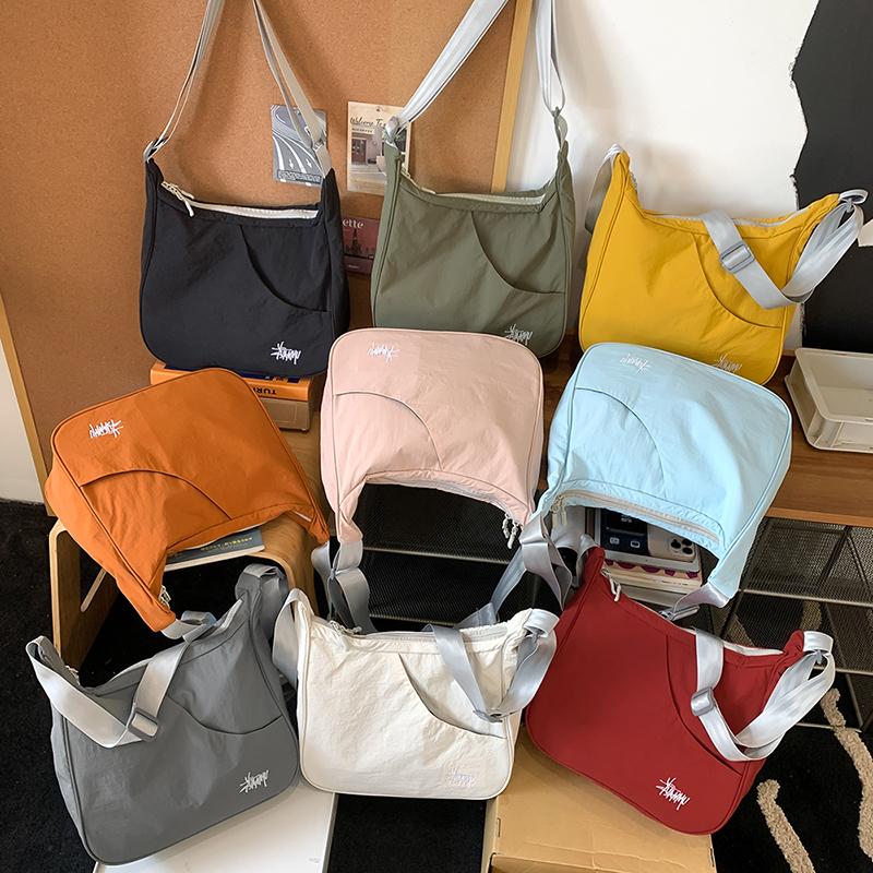 Solid Color Large Capacity Shoulder Bag Women's Crossbody Bag Men Commuter Tote Bag