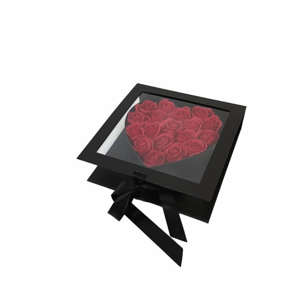 Elegant Mother s Day Gift Box Transparent Window Flower Display Box  Mother s Day Gift чёрный