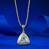 Lulu Tong S925 Silver Aquamarine Green Triangle Pendant Necklace - Light Luxury 