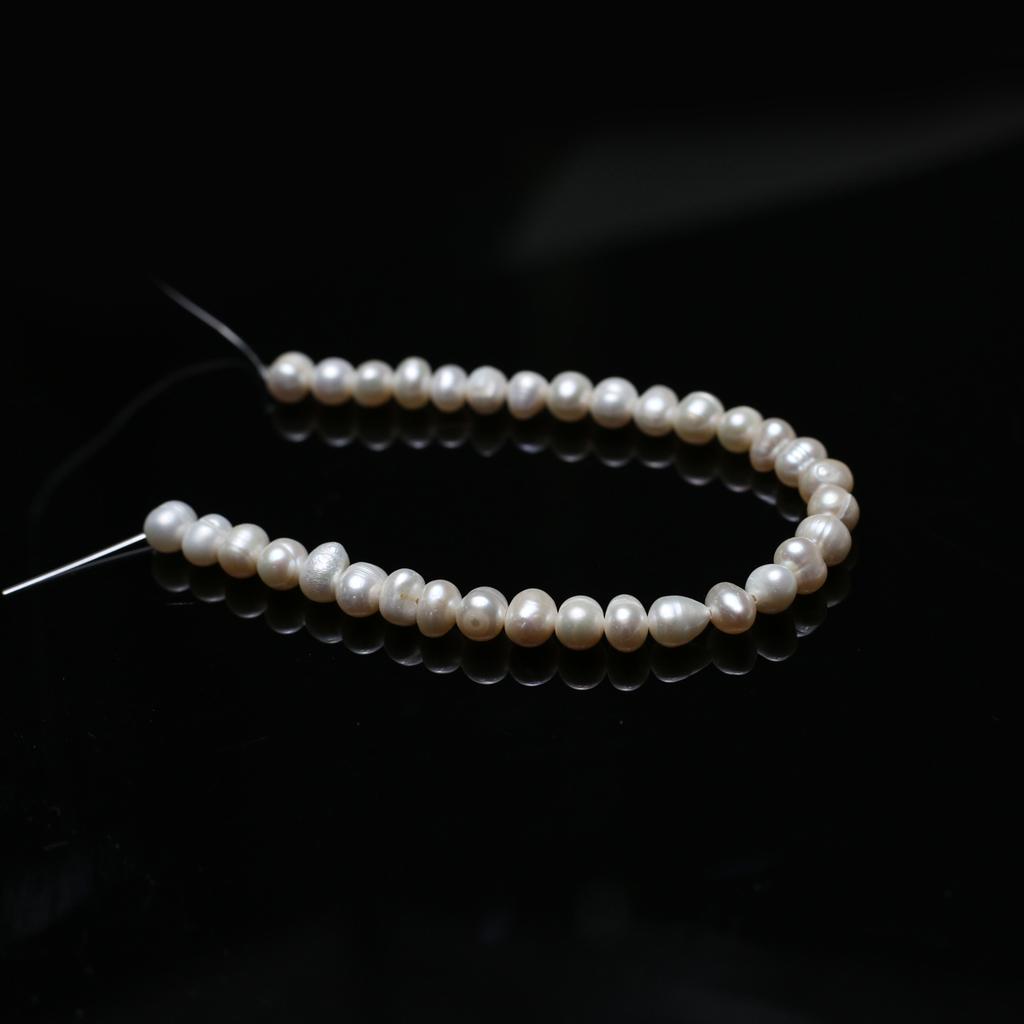 1String, Luxury Artificial Pearl White Beads, Boho Handmade Subcircular Beads for DIY Necklace Bracelet Anklet Jewellery Accessories Crafts Gifts 18cm