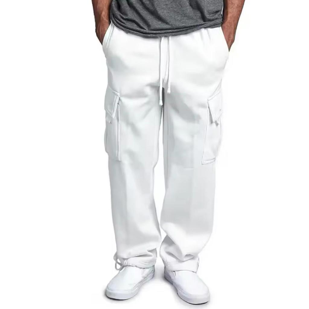 Spring Men's Multi-pocket Overalls Loose Casual Drawstring Trousers