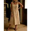 JPNTKY Fashion Summer Spring Solid Color Print U-Neck Sleeveless Casual Dresses