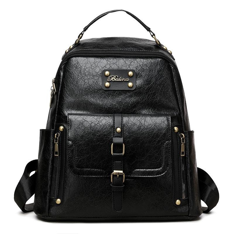 

Vintage Distressed Brown Backpack For Women - Large Capacity Casual Commuter Backpack Purse For Work Travel Daily Use чёрный