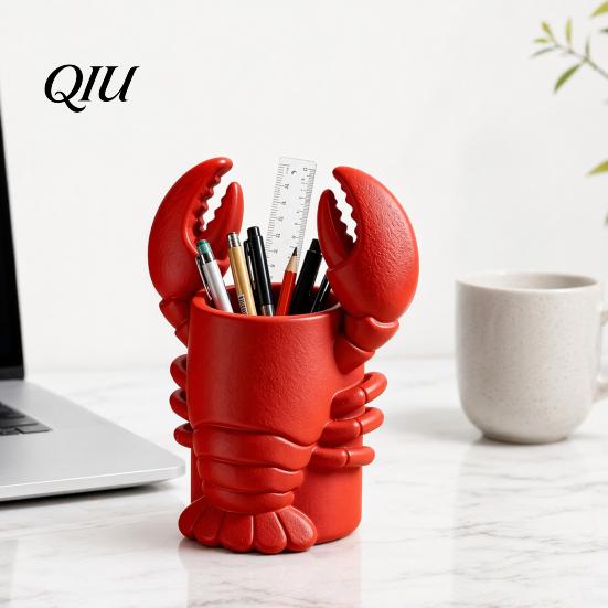Eye-catching Desk Decor Lobster Pen Holder, Halloween Funny Sea Animal Pencil Stand, Creative Multifunctional Cup Organizer for Brushes Makeup Tools,