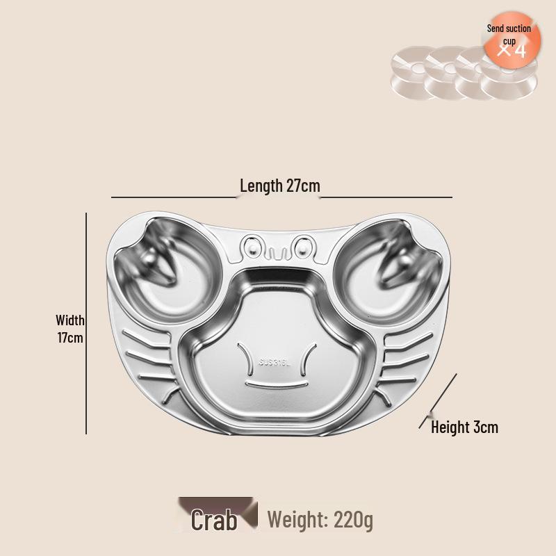 316 Stainless Steel Children's Divided Plate - Food Grade Infant Tableware for Boys & Girls