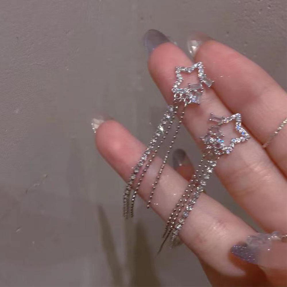 Trendige europäische und amerikanische Stern-Quastenohrringe für Damen