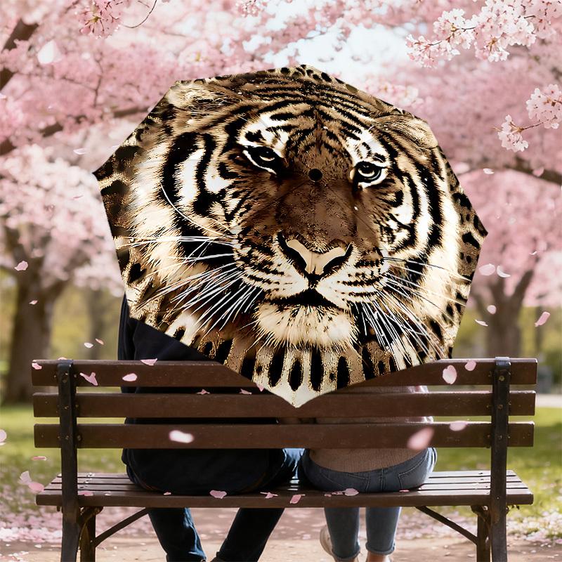 1 Stück Tiger-Print-Regenschirm - 8 Speichen verstärkt, Automatisches Öffnen, Leicht & Langlebig, Niedliches Modeaccessoire für Draußen - P55