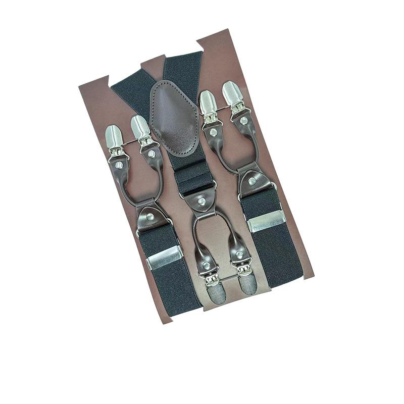 6 Clips Men'S Suspender Belt, Strap Thickened Elastic Belt, High-Quality Hardware Accessories