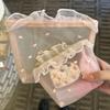 New Pink Series Mesh Bag Embroidered Large Capacity Cosmetics Bag Zipper Closure Toiletry Bag Home Travel