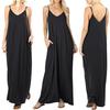 European and American Women's Clothing Solid Color Loose Pocket Long Dress, Vest Dress, Sexy Suspender Skirt
