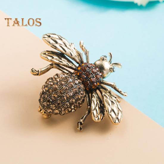 Unisex Brooch Bee Shape Alloy Rhinestone Decor Anti-slip Bag Coat Collar Hat Scarf Decoration Clothes Pin Party Prom Garment Jewelry