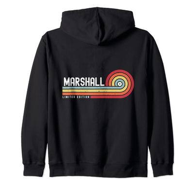 I Love Marshall Personalized Retro Sunset Name Zip Hoodie