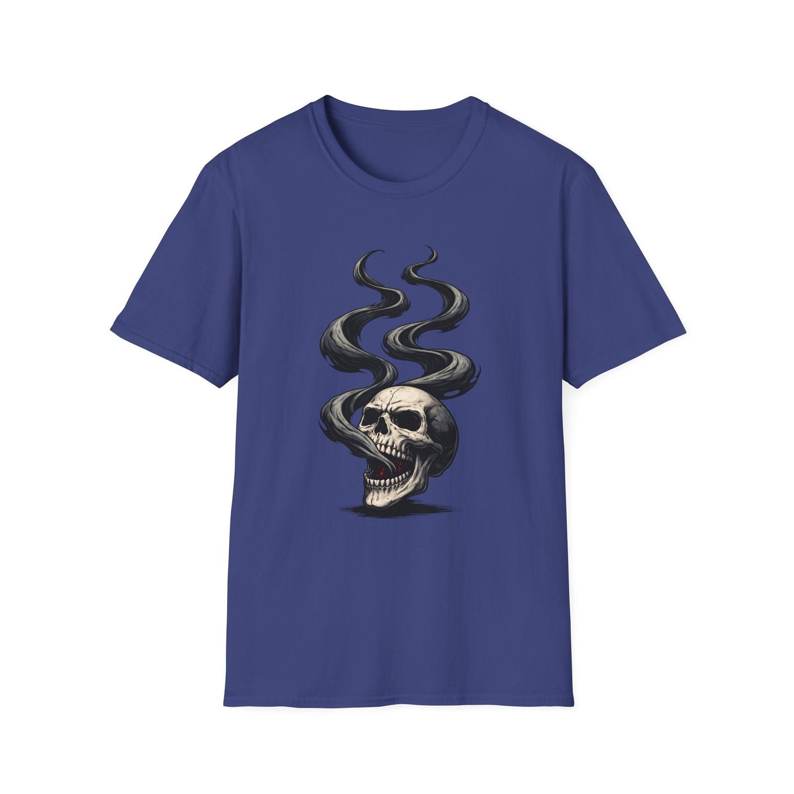 Unisex Softstyle T-Shirt Skull Smoke Sigil Occult Grin Cracked Skull S