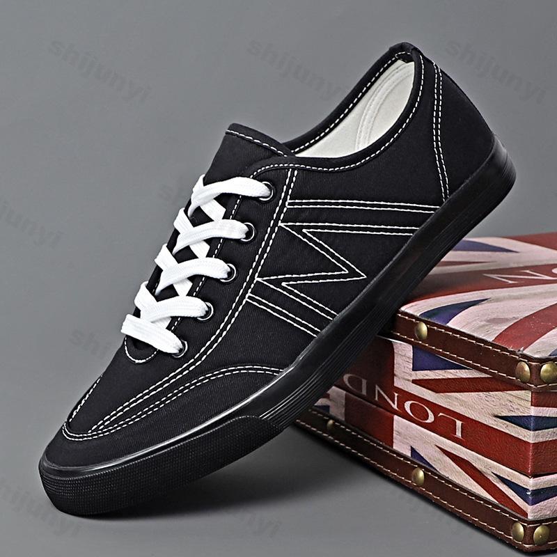 Zapatos Casuales de Hombre para Otoño Tela Cordones Planos 2025 Nuevas Zapatillas para Hombre Diseño de Lujo Zapatos de Lona Clásicos Zapatillas Hombre